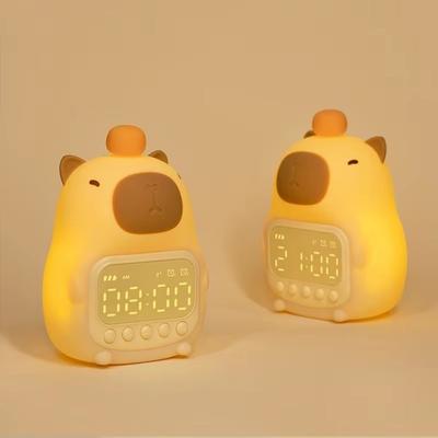 Despertador de Capivara Desenho Animado Recarregável por USB Luz Noturna de Capivara ABS LED Relógio de Mesa LED Sala de Estar