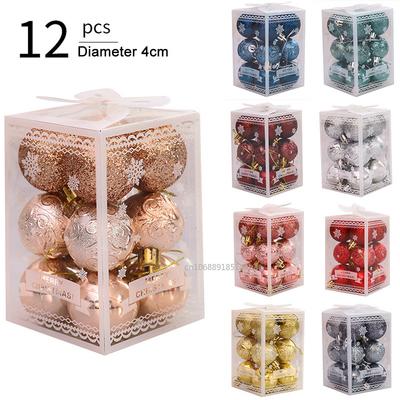12PCS 4cm Christmas Ball Xmas Tree Balls Hanging Pendant Decoration Plastic  Xmas Party New  Accessories Ornament Decor