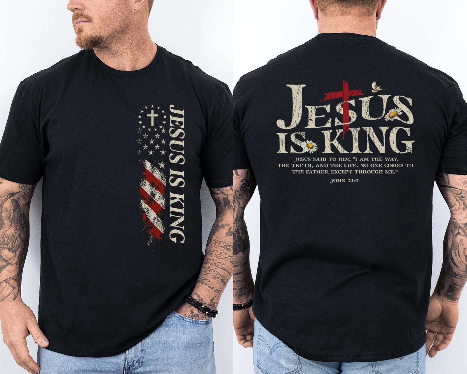 Jesus Is King 2 Sided T-Shirt Bible Verse John 14:6 Christian God Religious S