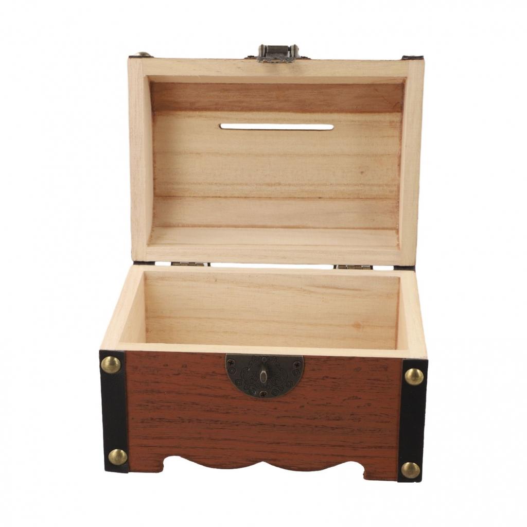 Lock And Key Piggy Bank Wooden Money Box Elegant Design Fundraising Tool