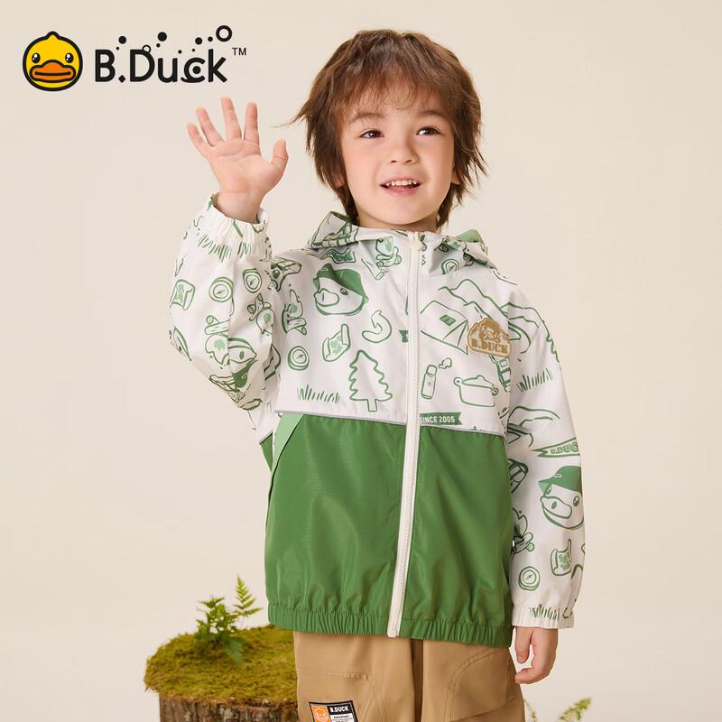 B.Duck Boys' Hooded Cartoon Windbreaker Jacket