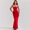 Sexy Backless Mermaid Evening Dress Slim Fit Solid Color Strapless Long Party Gown Women
