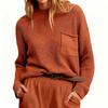 Women's Loose Crewneck Pocket Solid Color Long-sleeve Knitted Sweater Top