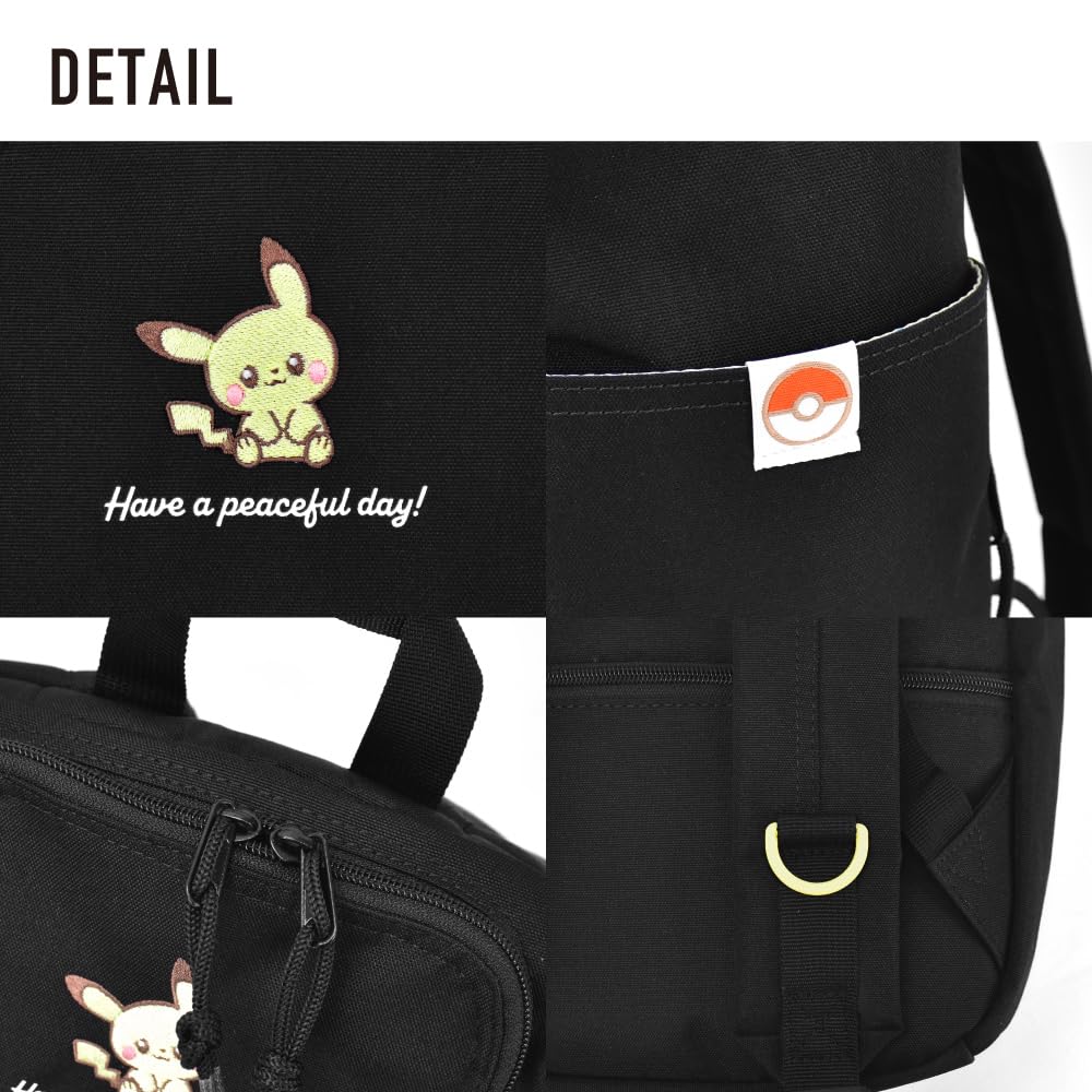 Marimo Craft Poké Piece Pokémon Square Zip Backpack, Black, W27 x H37 x D13cm, PKP-049