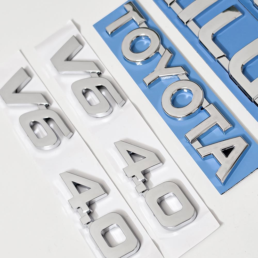 3D Matte Black Toyota Hilux V6 4.0 Letter Emblem Badge Sticker Set for Toyota Hilux 2004-2020 Rear Trunk Exterior Replacement