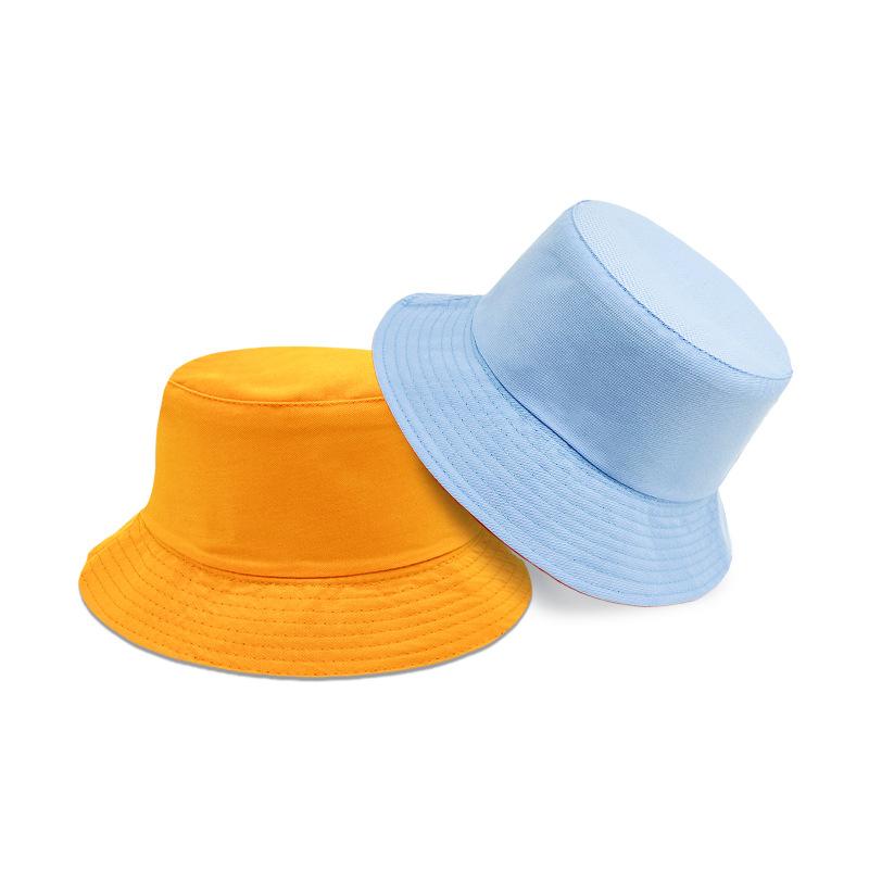 

Стиль родитель-ребенок Двусторонняя шляпа рыбака Универсальная однотонная легкая шляпа-панама Защищающая лицо от солнца маленькая шляпа от солнца для улицы XS children (50~ 52CM)