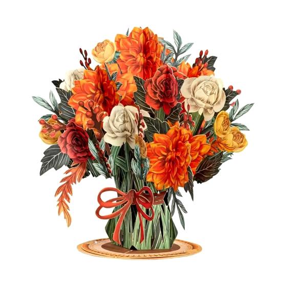 Pop-Up Vildblomma Alla Hjärtans Dag-kort 3D Pappersblomma Bukett Grattiskort Vikbar Romantiska Blomsterkort för Födelsedag Mors Dag Jubileum