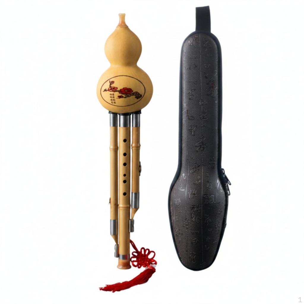 Hulusi with Storage Bag Three-Pipe Gourd Flute Chinese for Performance, Students