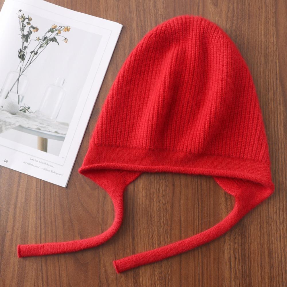 Casual Wool Women Knitted Hats Windproof Coldproof Knit Slouchy Beanie Comfy Stretch Ear Protection Warm Cap Outdoor