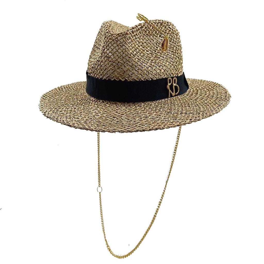Kedja sommar halmhatt dam utomhus semester solskydd strand solhatt Panama halmhatt chapeau homme