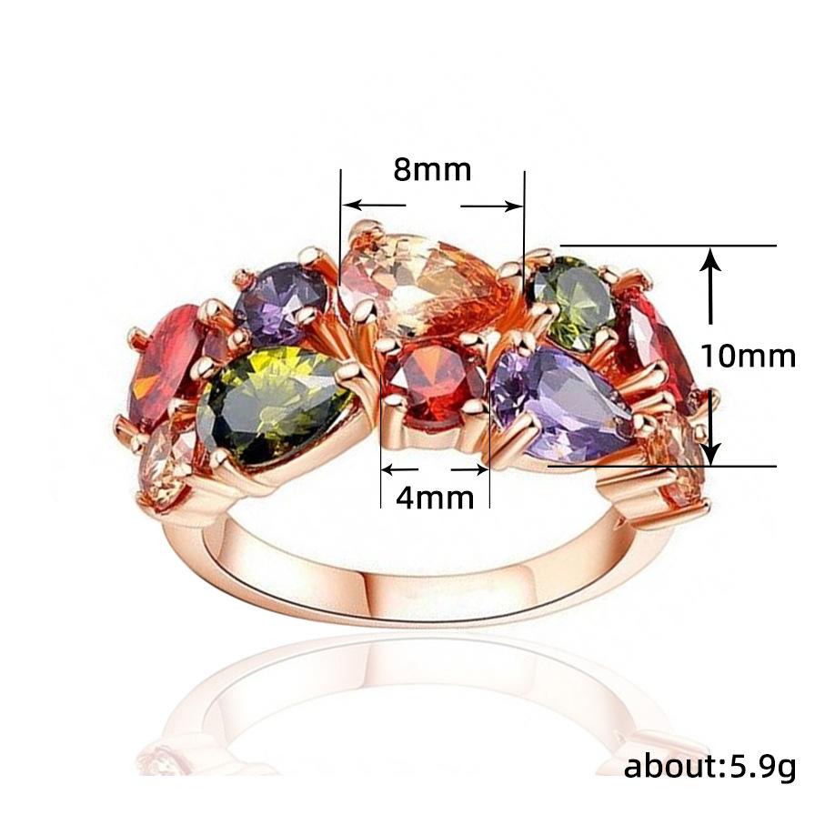 Colorful Zircon New Ring, Mona Lisa Temperament Colored Diamond Jewelry Ring, Japanese and Korean Colored Ring.