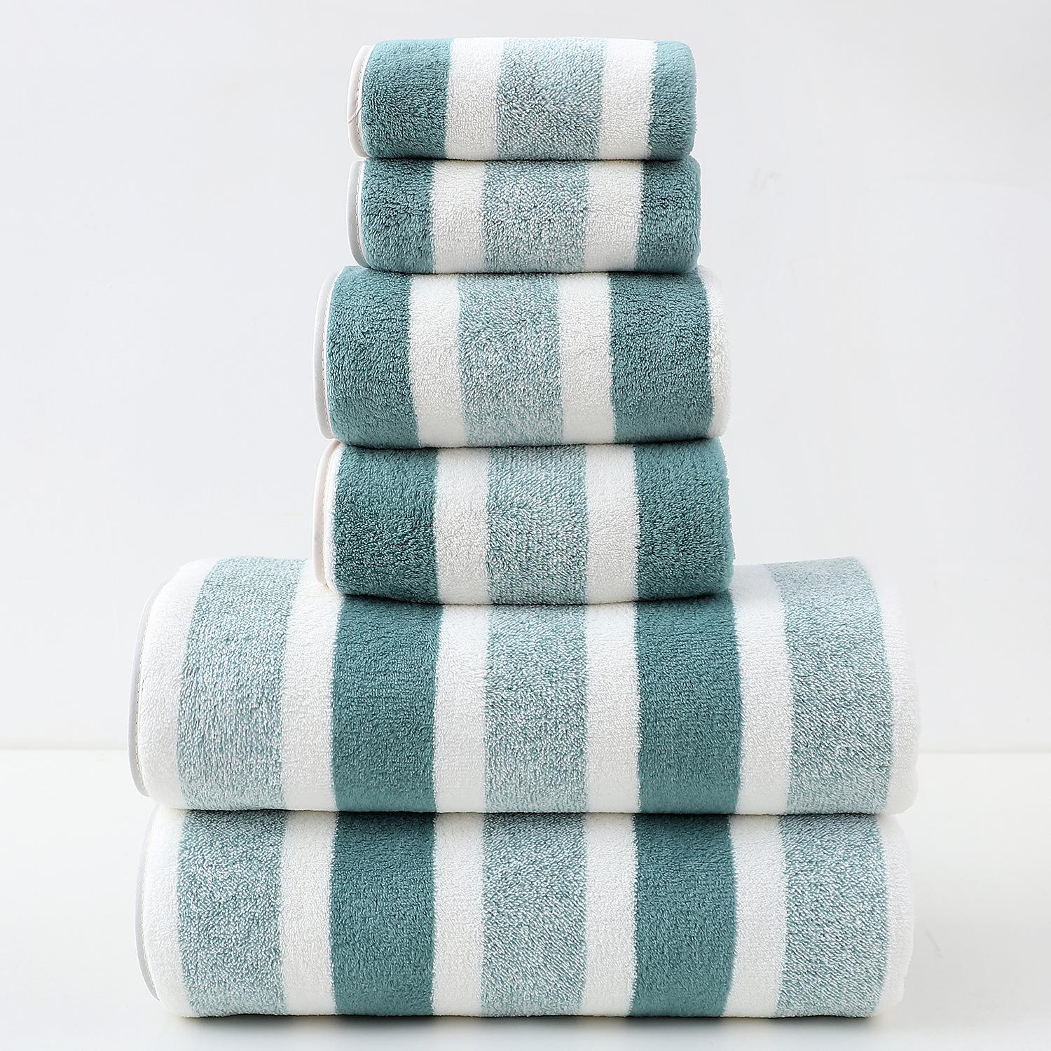 

6 Pieces Striped Towels Collection Quick Dry Absorbent Restroom Towels - 2 Bath Towels 2 Face Towels And 2 Washcloths