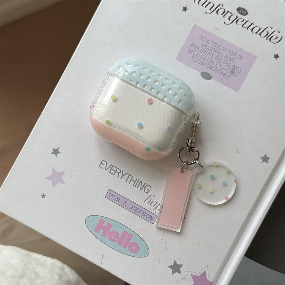Spring girl color polka dot apple earphone cover for AirPods 1 /1 generation simple creative shell PRO1/PRO1