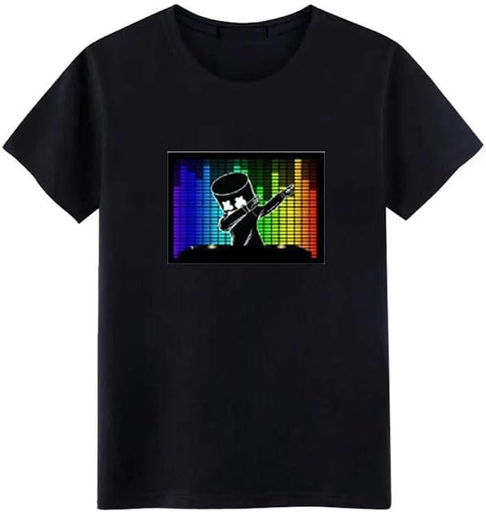 Led T Shirt Sound Activated Glow Shirts Light Up Black L