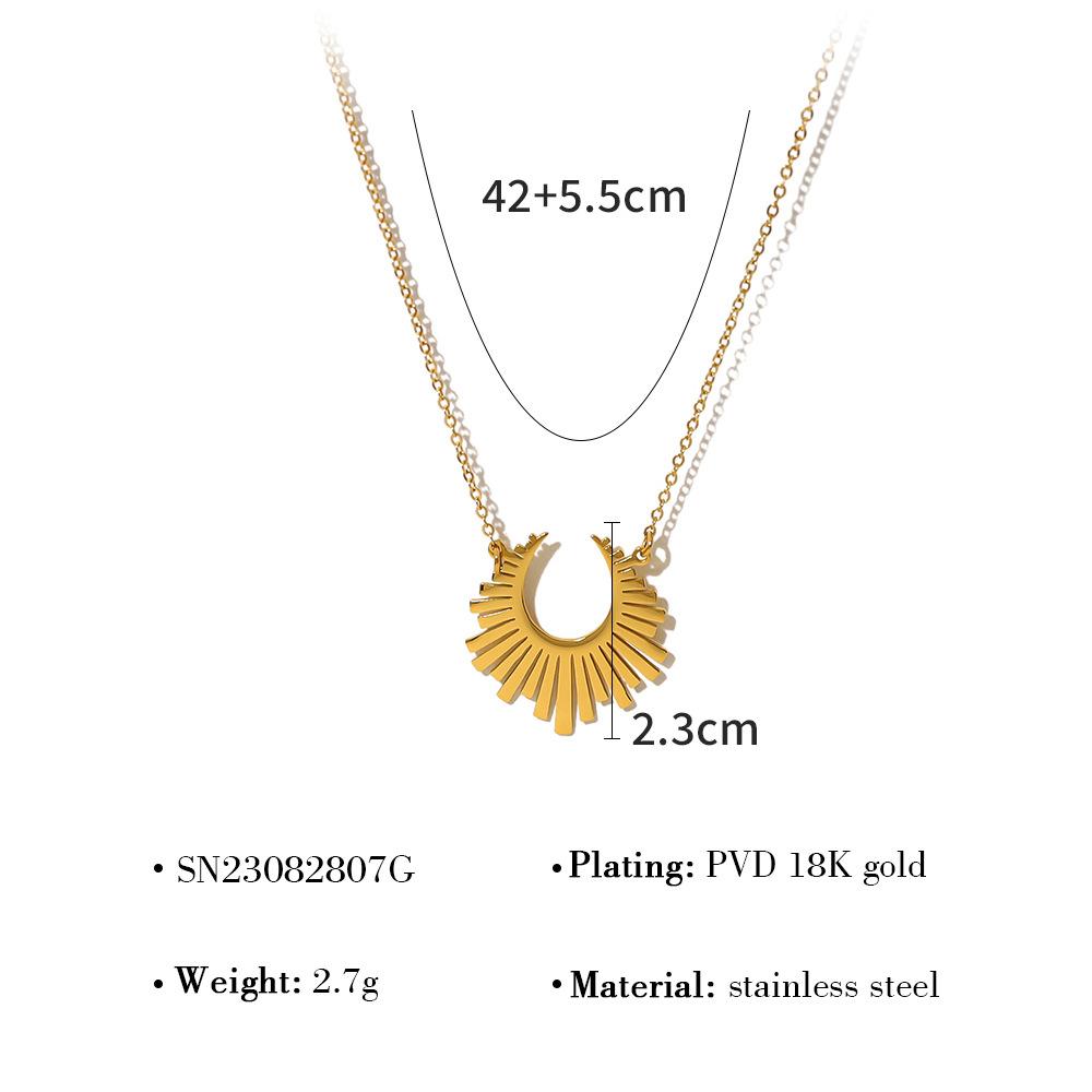 Wind Simple Sunflower Titanium Steel Women'S Short Necklace Radial Pattern Stainless Steel Necklace