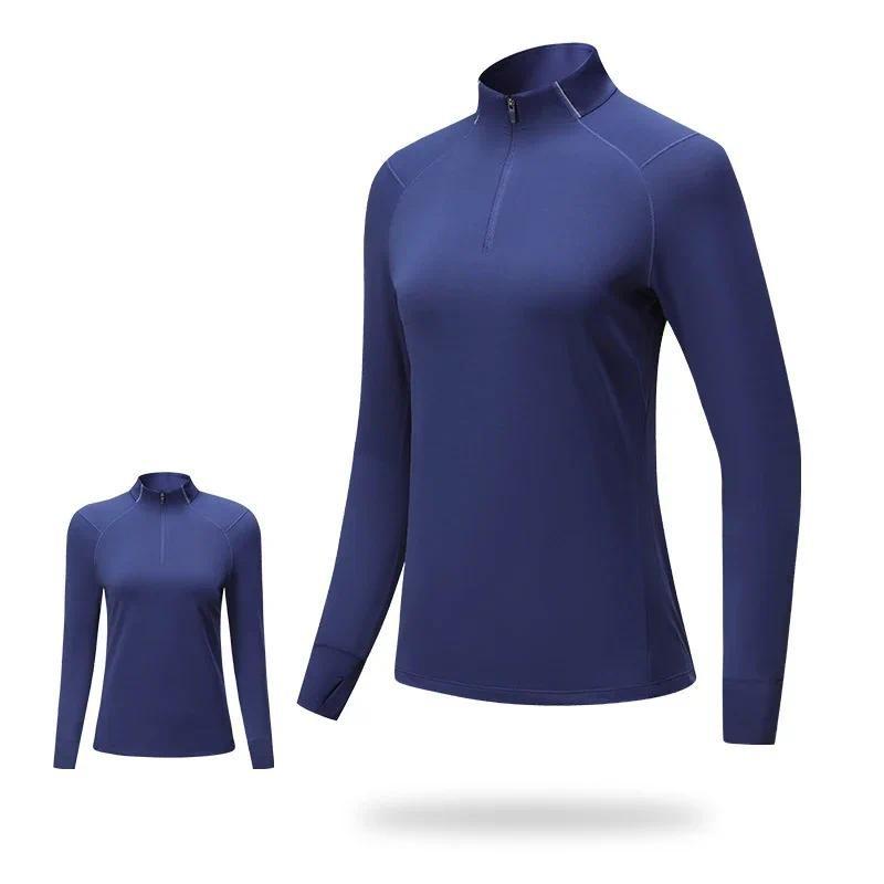Women's Quick-Dry Moisture-Wicking Sports Long Sleeve T-Shirt With Half-Zip For Training Gym Running