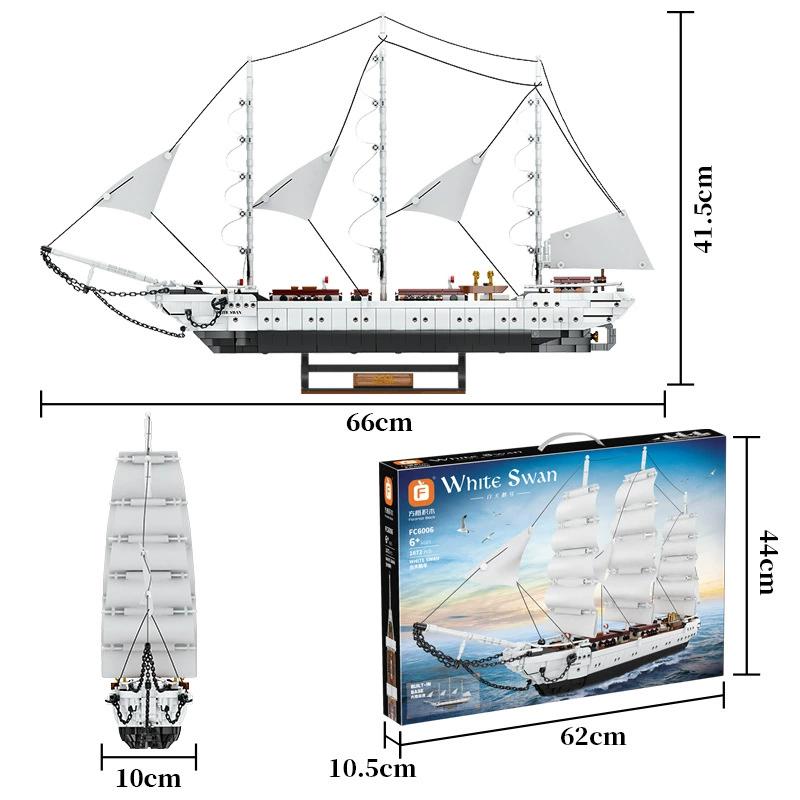 First-Class 1672Pcs Ideas First-Class Sailing-Nautical-Craft White First-Class Swan Ship Construction-Set First-Class Construction-Blocks FC6006