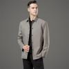 2025 Men's Spring/Autumn Solid Color Loose Lapel Cardigan Shirt Jacket for Middle-Aged and Elderly