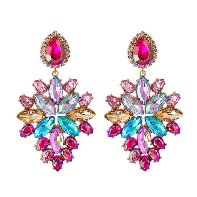 2022 New Products 16 Colors New Rhinestones Jewelry Statement Earrings Big Glass Drop Earrings for Women Fashion Accessories