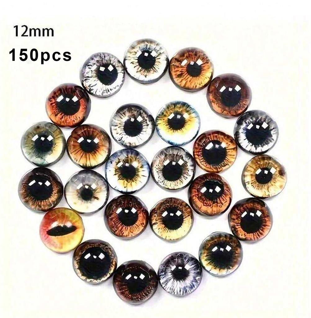 6/8/12/16mm Doll Eyes Cat Eyes Glass Eyes Round Cabochon Eye Mixed Printed Half Round Eyes 30Pcs Mini Animal Eyes for Doll Props