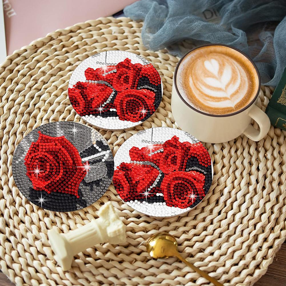 

8 Pcs Diamond Painting Coasters Kits Red Rose Acrylic Full Drill Diamond Coaster Diamond Painting Crafts Coaster for Beginners China Mainland