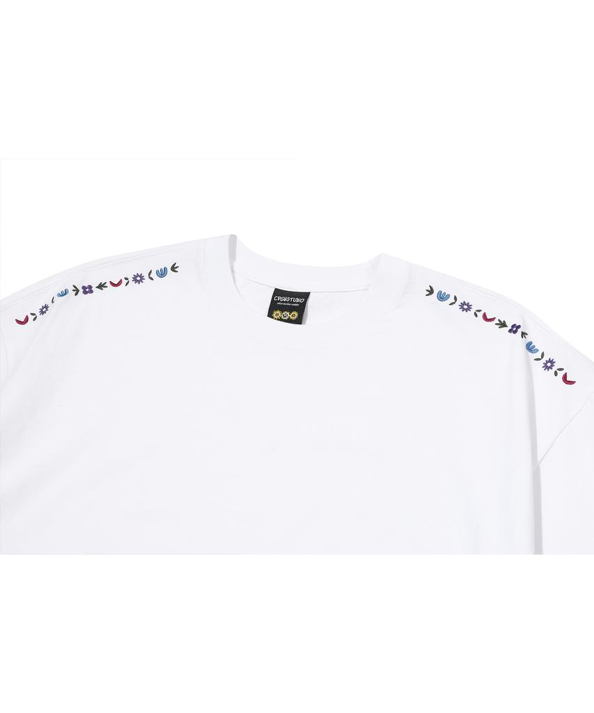 CPGN STUDIO Flower Stitch Embroidered Short Sleeve White
