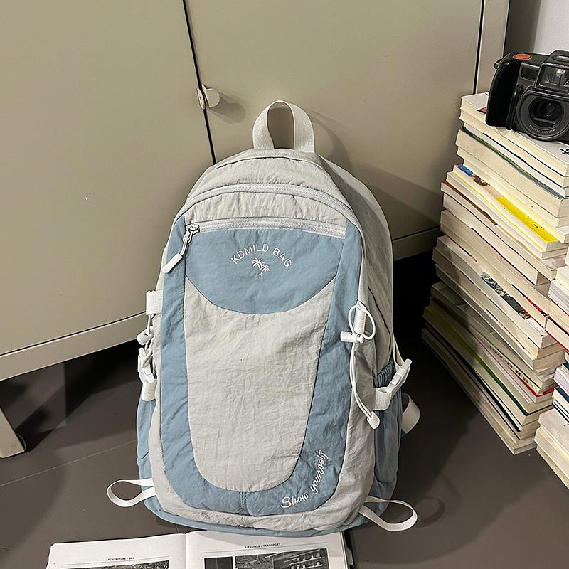Contrast Color Stitching Backpack Unisex Lightweight Travel Backpack Student Schoolbag