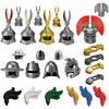 MOC Medieval Castle Knight Figures Waffen Accessories Flame Helmet Shoulder Armor Sword Toy