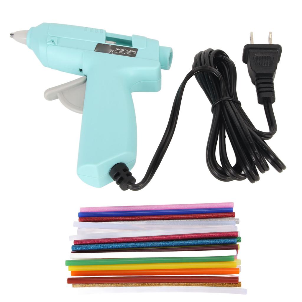 Hot Glue Tool 20W Fast Preheating DIY Mini Hot Melt Glue Machine with 30 Glue Sticks for Home School 110‑240V Blue US