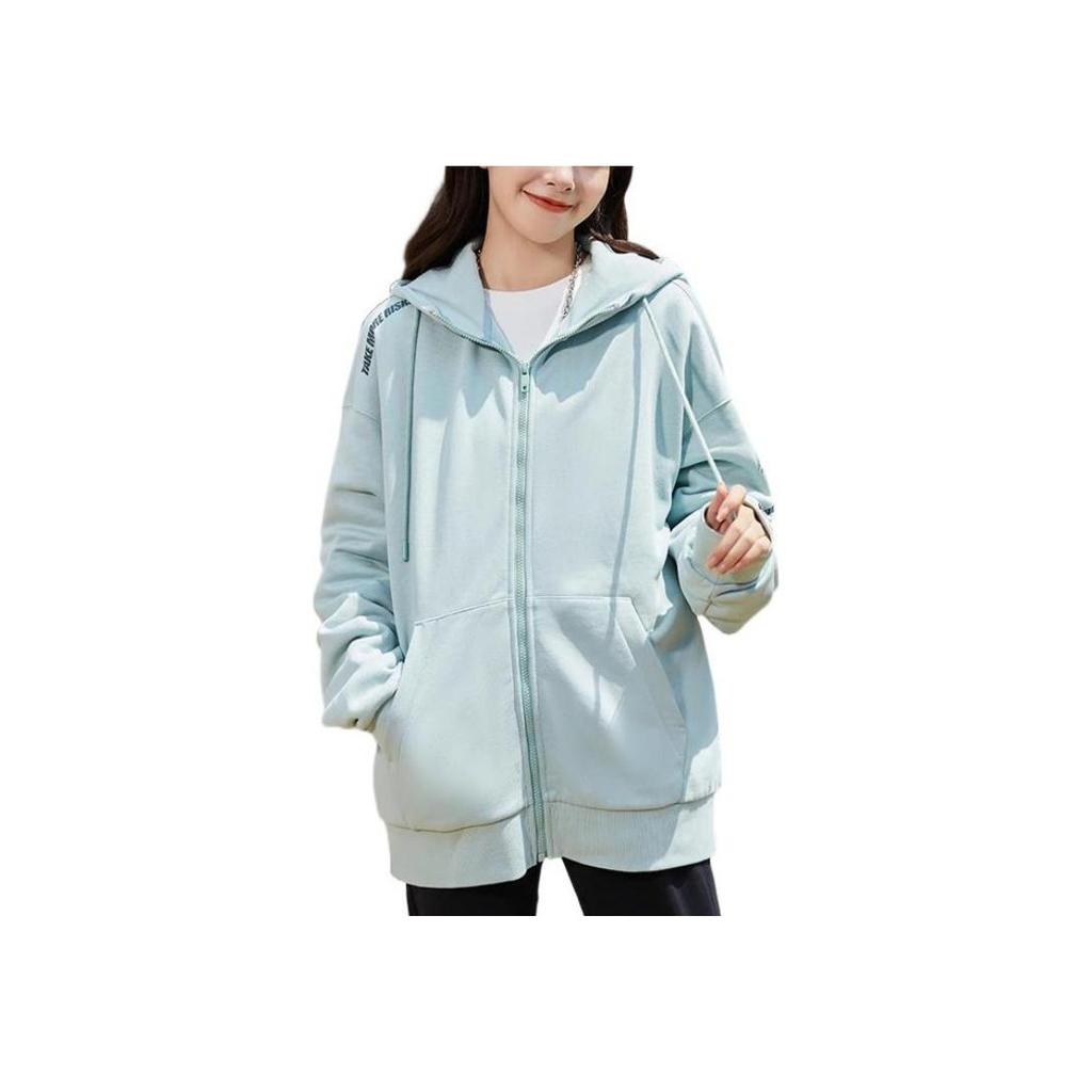 Li-Ning Training Series Color Block Logo Print Zip-Up Hoodie Unisex Hoodies Gray-Mist-Green AWDRD34-6