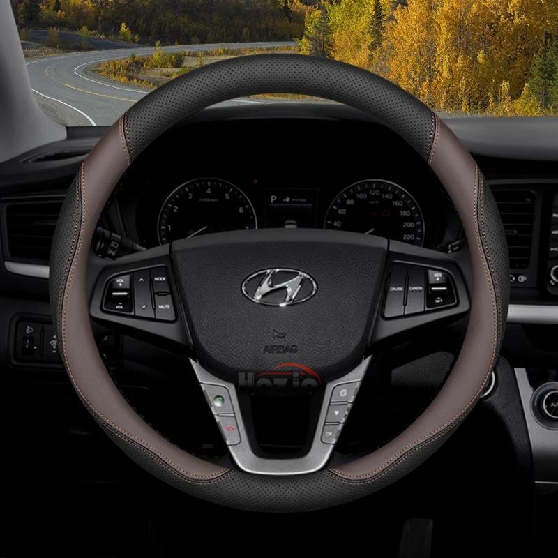 Leather Car Steering Wheel Cover for Hyundai I30 Tucson Nx4 I20 Ix35 Accent I10 Getz Kona I40 Elantra H1 I30n Santa Fe Veloster