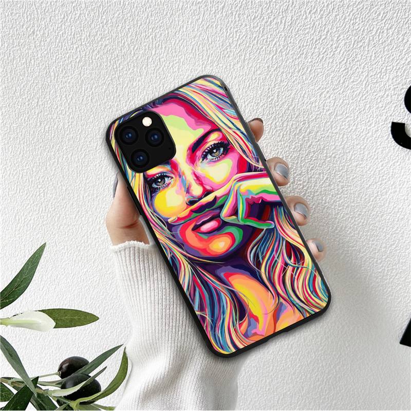 Doodle Black Women Fashion Girl Phone Case For Iphone 12 11 13 7 8 6 S Plus X Xs Xr Pro Max Mini Shell