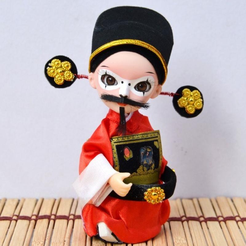 Chinese Peking Opera Mask Doll Opera Character Decoration Silk Doll Chinese Handmade Decorative Gifts Shop Decoration Doll