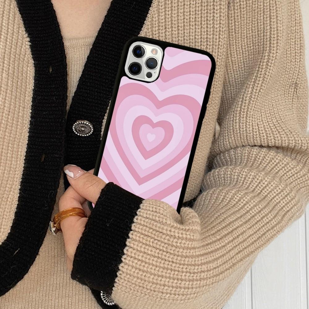 Heart Circle Phone Case Silicone PC+TPU For For iPhone 11 12 13 14 15 16 Plus Pro Max Cover