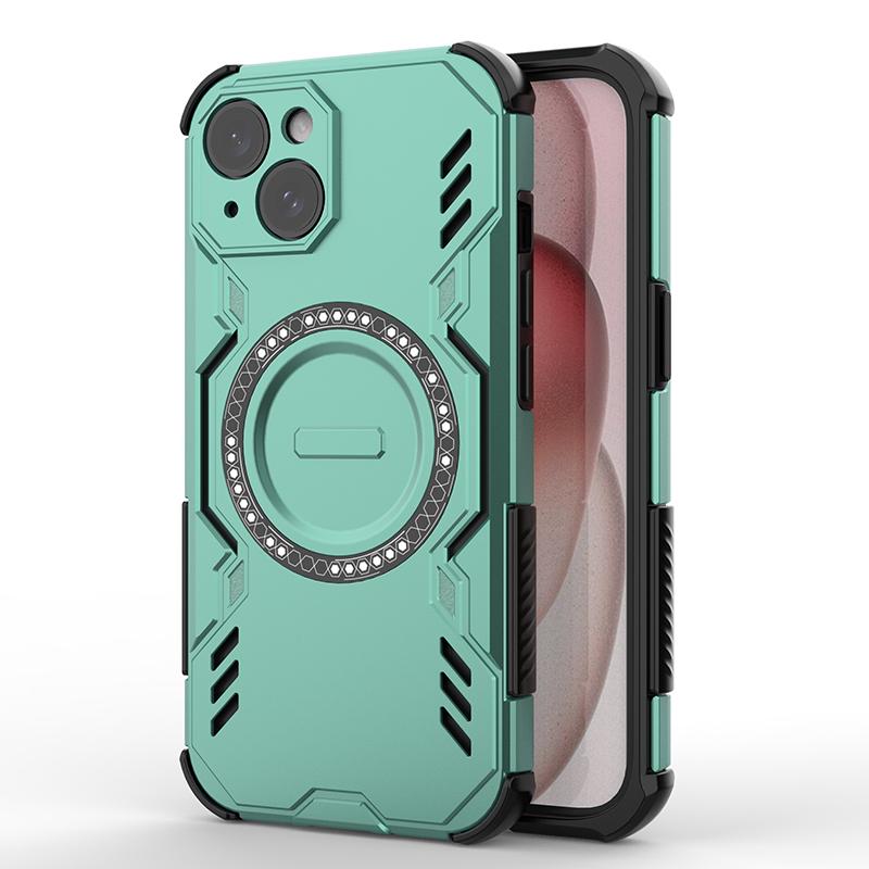 KEYSION Hollow Heat Dissipation Case for iPhone 15 Pro Max Silicone+PC Magnetic Cooling Shockproof Phone Cover for iPhone15 Plus