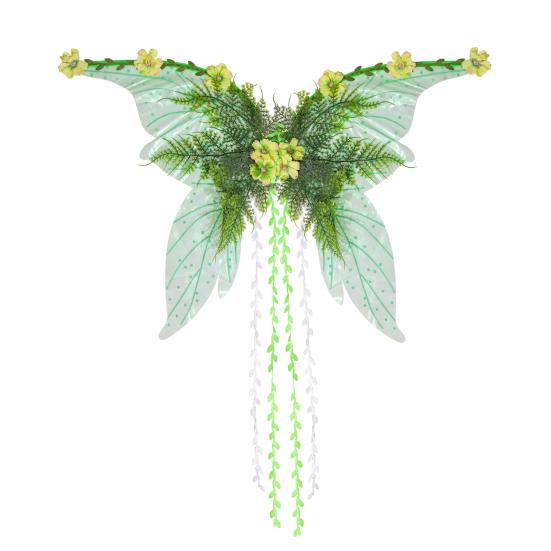 Yousheng Elf Wings Performance Props with Hanging Tassels 3D Plant Decorations Forest Fairy Costume Accessories