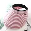 Summer Empty Top Sun Hat Hair Clip Women Fashion Striped Foldable Suncreen Visor Outdoor Traveling Beach UV Protection Cap
