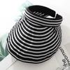 Summer Empty Top Sun Hat Hair Clip Women Fashion Striped Foldable Suncreen Visor Outdoor Traveling Beach UV Protection Cap
