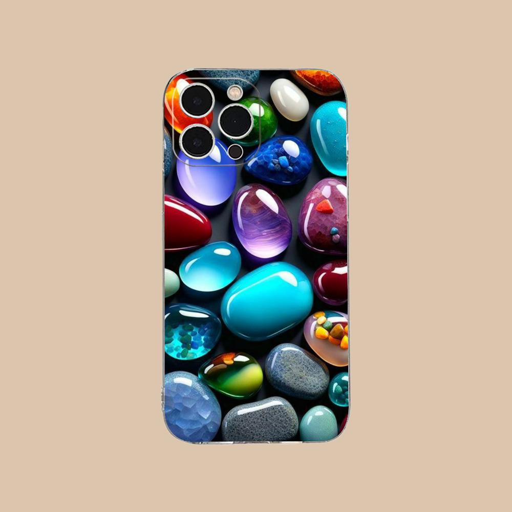 

Aesthetic Stones Clear TPU Mobile Case for iPhone 17 16 15 14 13 12 11 X XR XS Air Pro Max Plus Mini Colorful Cover iPhone XS Max