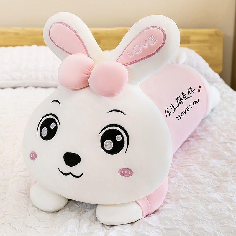 Adorable Rabbit Plush Long Pillow Soft Toy Ideal Gift For Girls In Pink And Blue Colors
