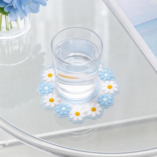 Floral Heat Insulation Mat, Waterproof Silicone Trivet for Table, Oil Resistant Round Pot Holder, Non Slip Coaster for Hot Dishes