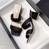 New Bohemian Braided Roman Sandals for Women Chunky Heel Plus Size Fashion Shoes