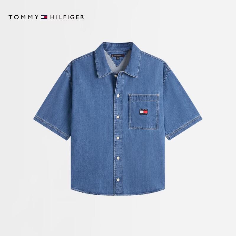 Tommy Hilfiger Men s Cotton Denim Short Sleeve Shirt L
