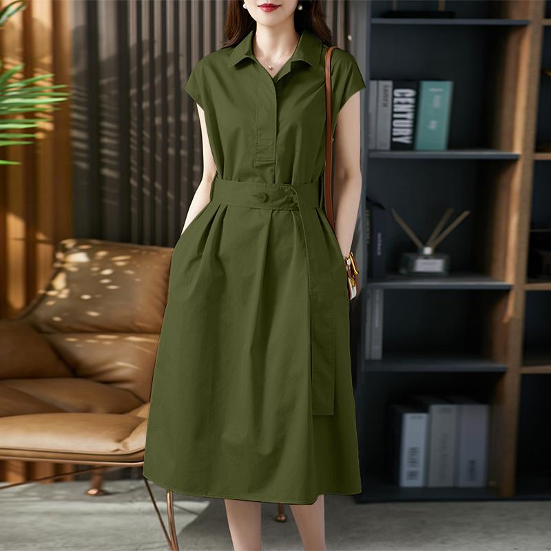 ZANZEA Women Turn Down Collar Summer Casual Short Sleeve Dress