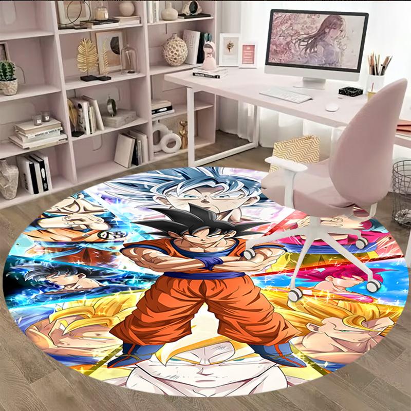 1pc Dragon Ball2 Print Round Carpet Chair Round Carpet Suitable for Bedroom Living Room Home Decorative Carpet