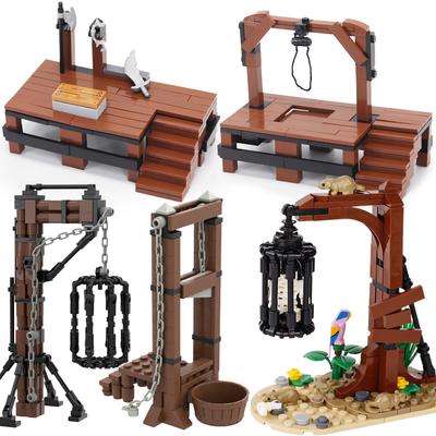 Medieval Guillotine Building Blocks Kit Gallows Tree Hanging Cage Gallows Trial Weapons Bricks Toys Boys Gift
