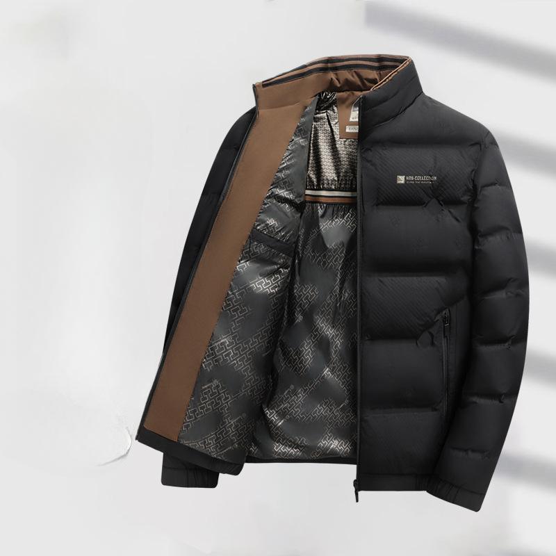 Sonbahar ve Kış Erkek Kısa Dik Yaka Hafif Günlük Pamuk Dolgulu Ceket Orta Yaşlı ve Genç İnsanlar Pamuk Dolgulu Ceket Kalınlaştırılmış Ceket