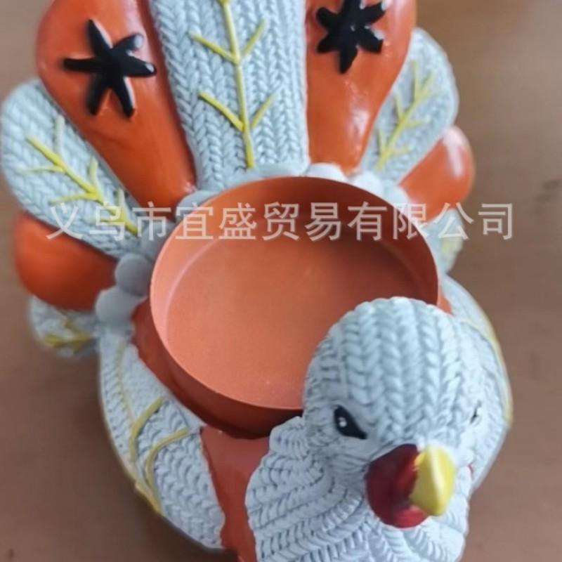 Thanksgiving Turkey Resin Candle Holder Harvest Decor Figurine Home Party Accent