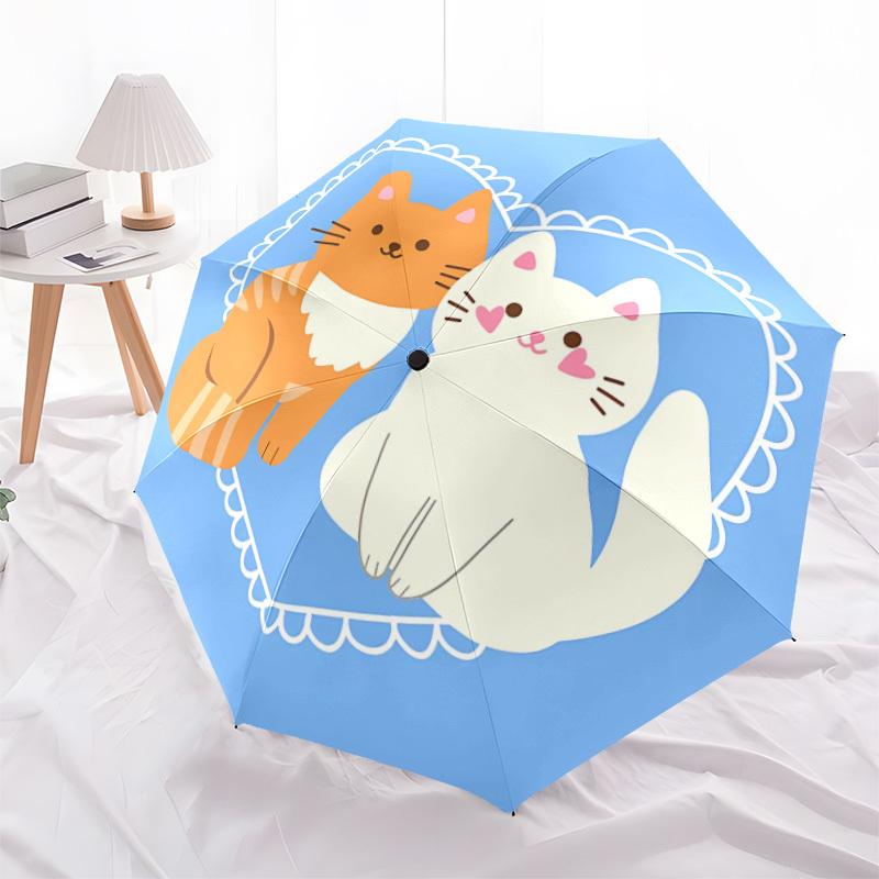 1pc Cats Heart Automatic Folding Umbrella Portable Collapsible 8-Rib Umbrella for All Seasons, Casual Outdoor Accessory, B07