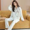 Pajamas Women's Pure Cotton Spring and Autumn 1011 New Women's Long-sleeved Pants Loungewear Korean Cotton Suit Can Be Worn Outside